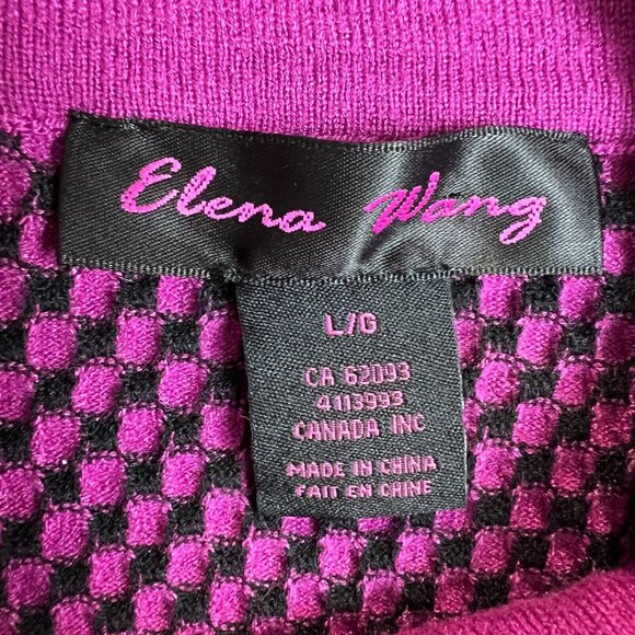 Elena Wang Sweater Womens Large Purple -Pink Textured High Neck Long Sleeve Knit - Picture 8 of 9